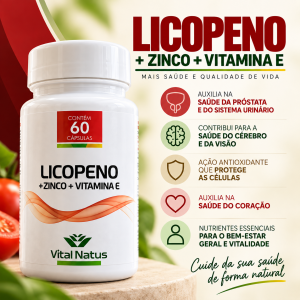 Licopeno + Zinco + Vitamina E – Saúde Masculina 600mg 60 cáps.