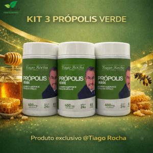 KiT3 Própolis Verde Tiago Rocha 180 Cápsulas Softgel