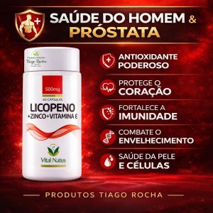 Licopeno com zinco e vitamina E saúde do homem
