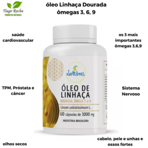 Ômega 3 6 e 9 Óleo de Linhaça dourada 60 Cáps