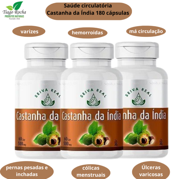 Kit3 Castanha da Índia Circulatório 180 cápsulas