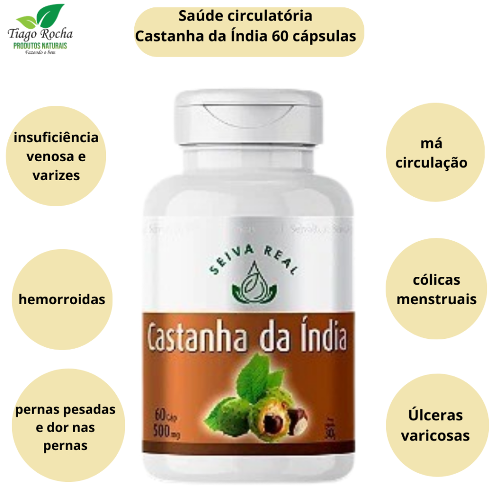 Castanha da Índia Circulatório 60 cápsulas - Produtos Naturais Tiago Rocha