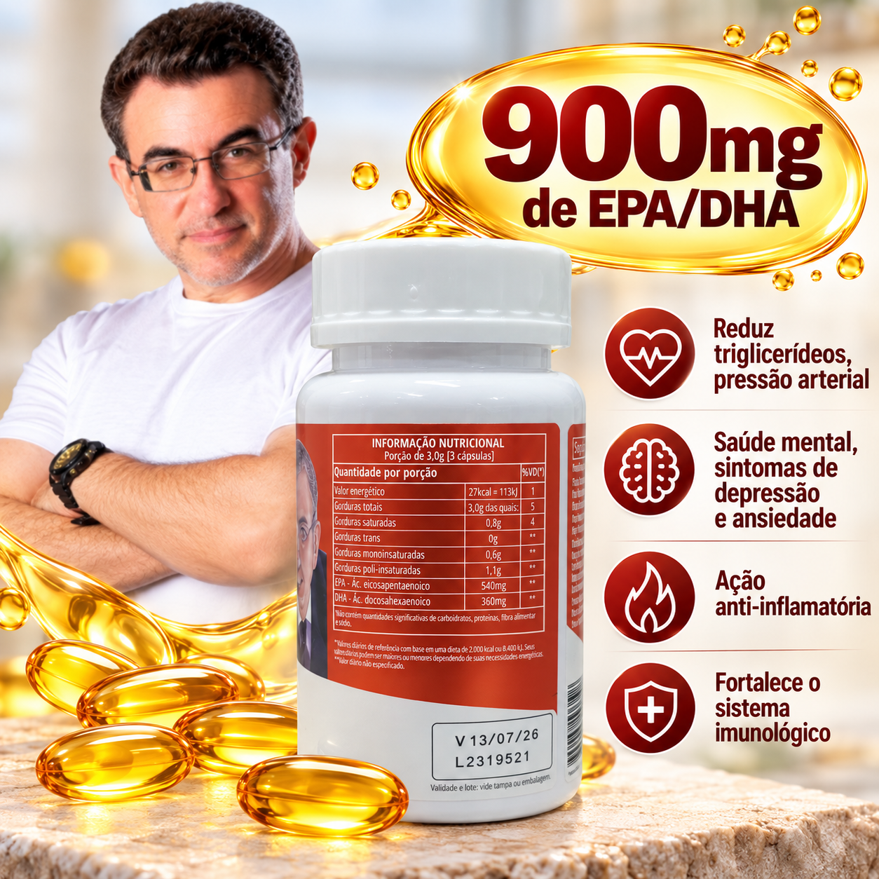 ômega3 Tiago Rocha Original 60 Cápsulas 1000 mg