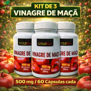 Kit180 cápsulas Vinagre de maça colesterol fígado