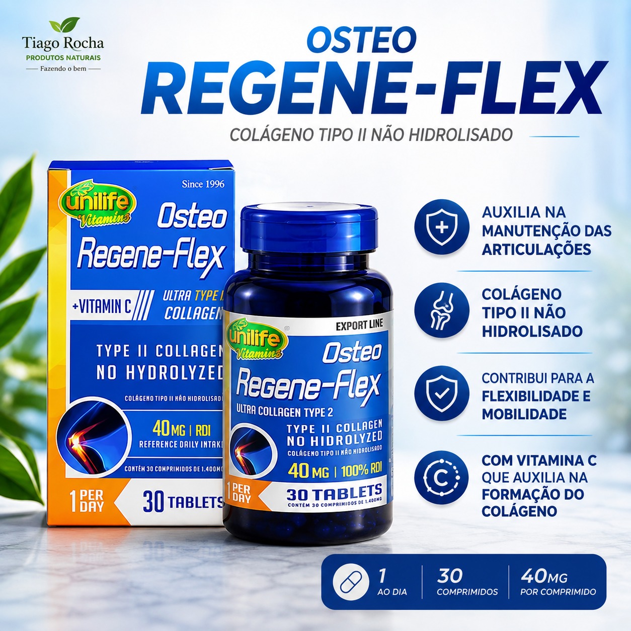 Colágeno Tipo 2 + Vitamina C -30 comprimidos 1000mg