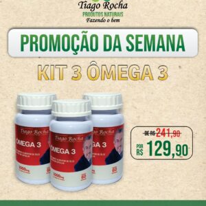 Kit3 potes ômega3 Tiago Rocha DHA 0,200mg EPA 0,400mg Original águas geladas e profundas 180 Cápsulas 1000 mg