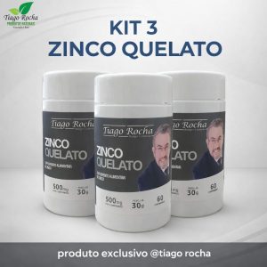 Kit3 Imunidade Zinco Quelato Tiago Rocha@180 Cápsulas