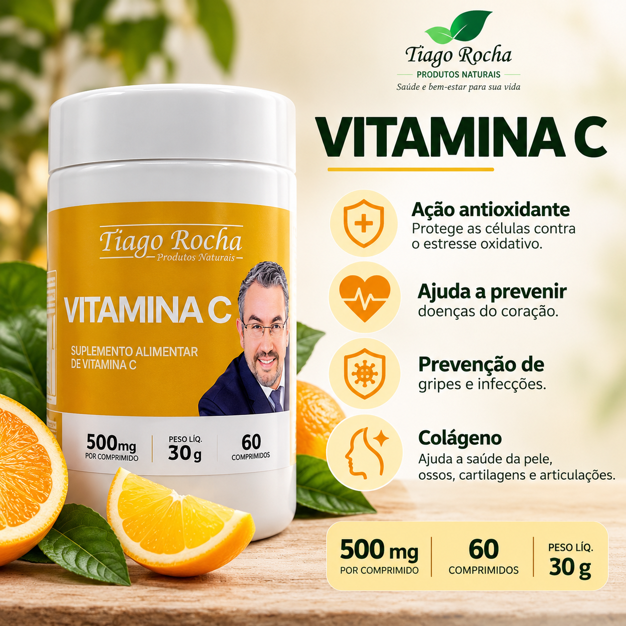 Vitamina C Tiago Rocha 60 Comprimidos
