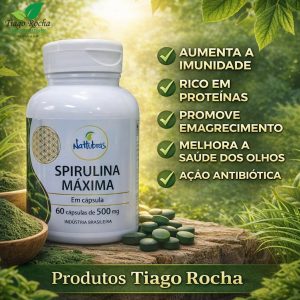 Tira fome Spirulina Máxima 60 Cápsulas 500mg