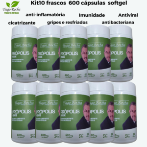 Kit10 potes Própolis Verde 600 Cápsulas Softgel Tiago Rocha