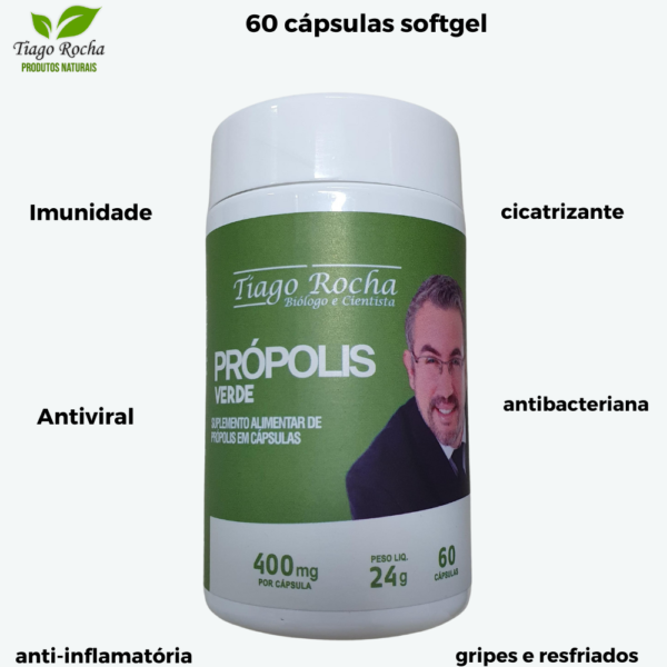 Própolis Verde Tiago Rocha 60 Cápsulas 400mg em Softgel