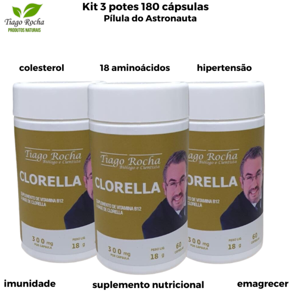 Kit3 Potes Clorella B12 Tiago Rocha