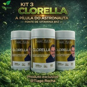 Kit3 Clorella B12 Tiago Rocha 180 cápsulas