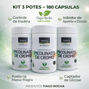 Kit3 Inibidor doce Picolinato Cromo 180 Cápsulas