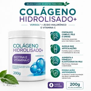 Colágeno Hidrolisado + Biotina e Vitamina C 200g - Sabor Natural