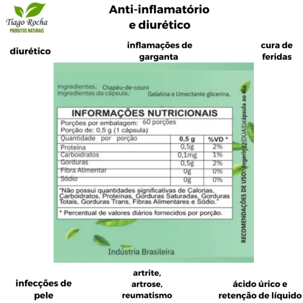 Diurético anti-inflamatório Chapéu de Couro cápsulas