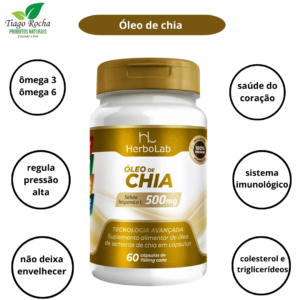 Óleo de Chia 60 Cápsulas 500mg ômegas 3 e 6