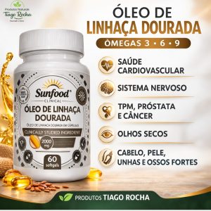 Ômega 3 6 e 9 Óleo Linhaça dourada 60 Cáps softgel 2000mg
