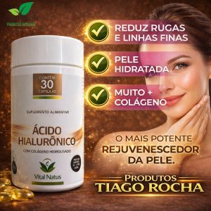 Ácido Hialurônico com Colágeno hidrolisado e vitaminas 30cápsulas