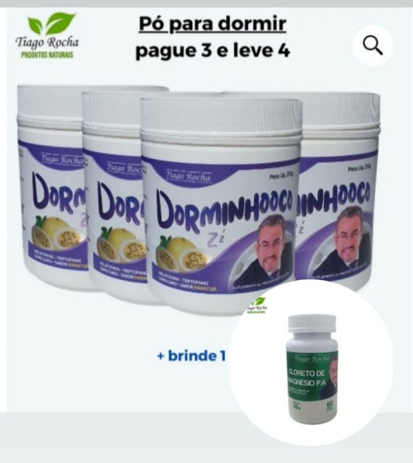 kit4 potes pó para dormir DORMINHOOCO brinde cloreto de magnésio e Revista