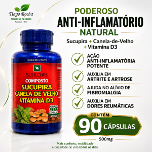 Anti Inflamatório Sucupira D3 Canela de Velho 90 cápsulas