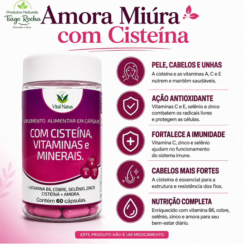 Amora Miura com Cisteina, Minerais e Vitaminas 770mg 60 cáps.