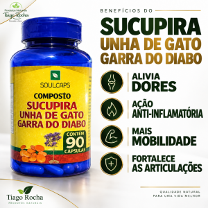 Composto Sucupira Unha Gato Garra diabo 90 cápsulas