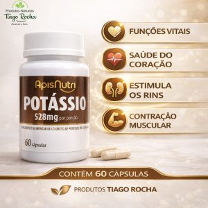 Potássio Quelato 60 cápsulas Coração Pressão Alta