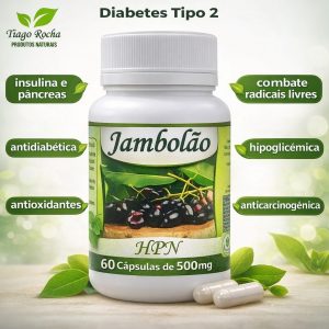 Jambolão 60 cápsulas 500mg Diabetes