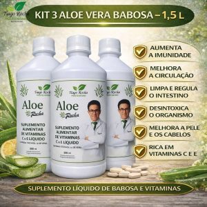 Kit3 Sucos Babosa Aloe Vera Gel Tiago Rocha 1.5 litros