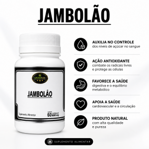 Jambolão 60 cápsulas 500mg   Diabetes
