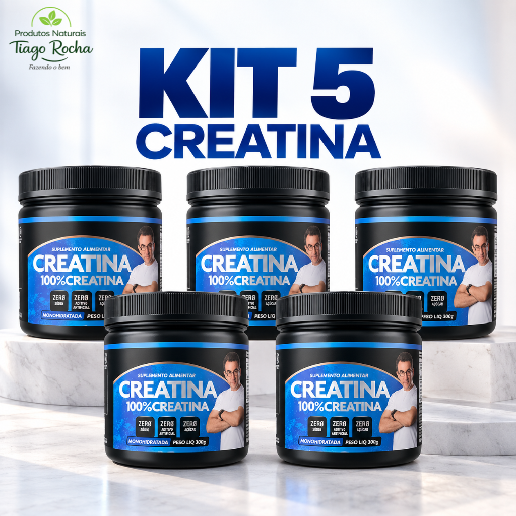 kit5 potes Creatina Tiago Rocha 1500g sai a R$97,80 cada