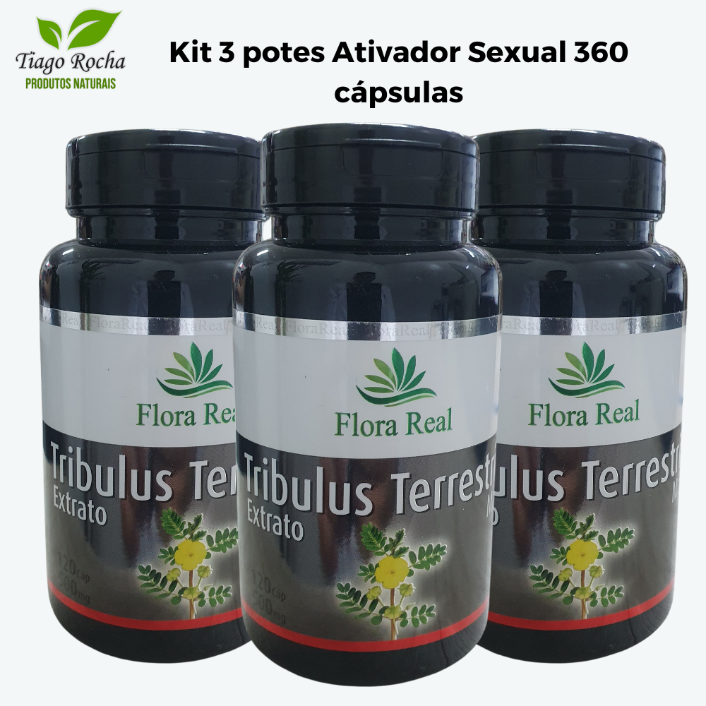 kit3 potes Ativador Sexual Tribulus Terrestris 360 cáps