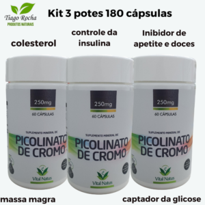 Kit3 Inibidor de doce Picolinato de Cromo 180 Cápsulas