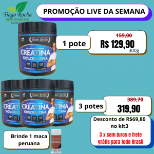 kit3 potes Creatina Tiago Rocha 900g cada