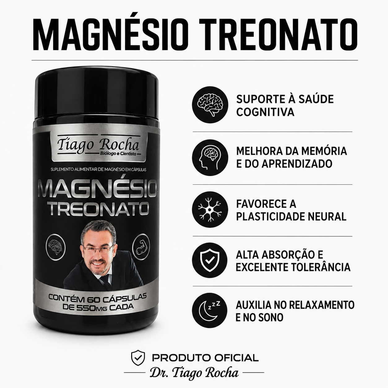 Magnésio Treonato 1100mg dose diária