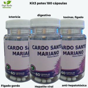 Kit3 potes Cardo Santo Mariano Fígado 180 Cápsulas