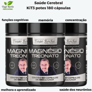 Kit3 potes Magnésio Treonato Tiago Rocha 180 Caps