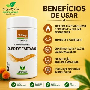 Óleo de Cártamo 60 vital fonte ômegas 6 9