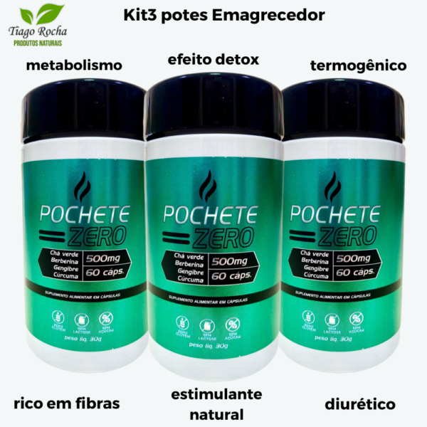 Kit3 Emagrecedor Pochete Zero 180 cápsulas