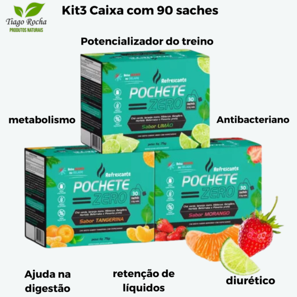 kit3 cxa Chá emagrecedor Dietético Pochete Zero 90 saches