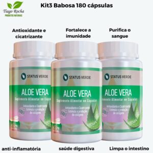 Kit3 Aloe Vera 180 cápsulas Babosa