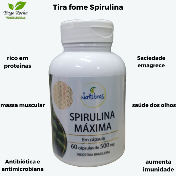 Tira fome Spirulina Máxima 60 Cápsulas 500mg