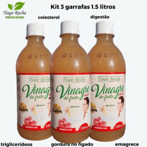 Kit3 potes Vinagre de maça orgânico Tiago Rocha 1.5 litros