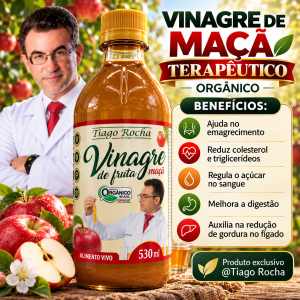 Vinagre terapêutico maça orgânico Tiago Rocha 530ml