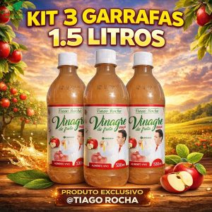 Kit3 potes Vinagre de maça orgânico Tiago Rocha 1.5 litros