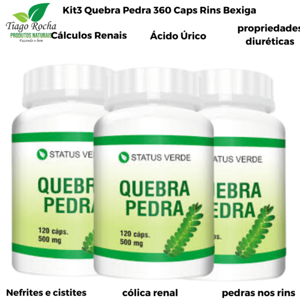 Kit3 Quebra Pedra 360 Caps Rins Bexiga