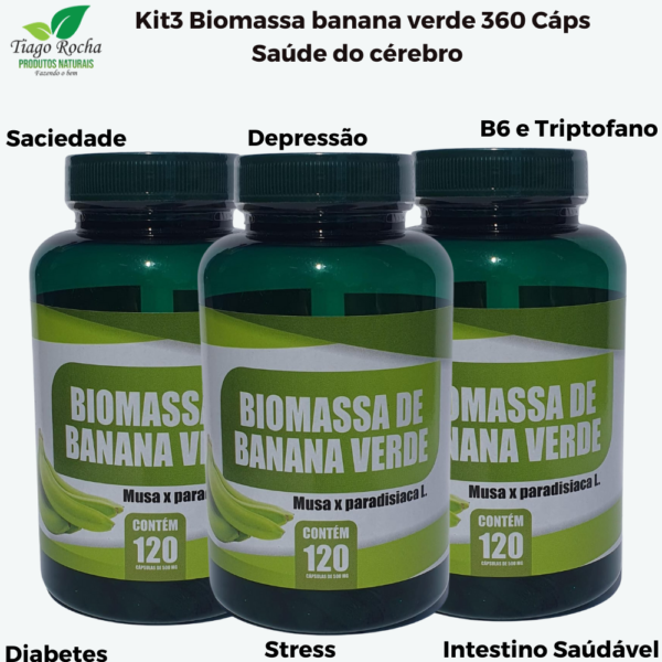 Kit3 Anti Depressivo Biomassa Banana 360 cápsulas