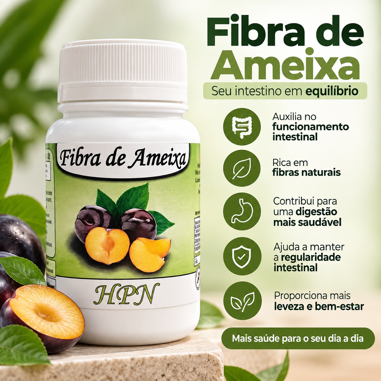 Fibra de Ameixa 500mg 60 cáps. – Auxílio ao Intestino