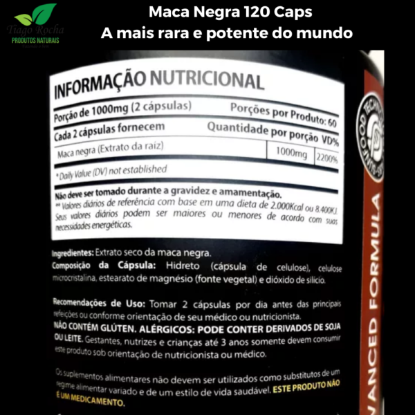 Rara e Potente Maca Peruana Negra 120 cápsulas